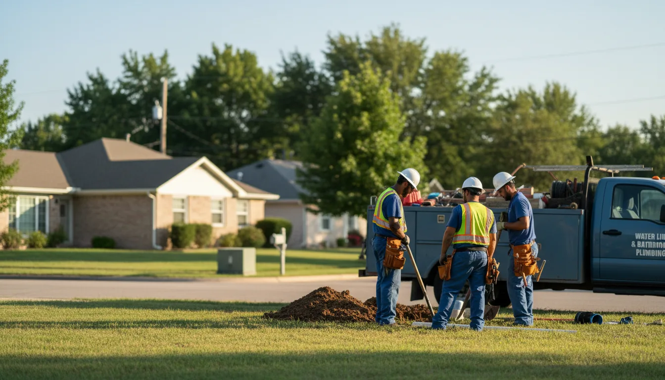 Residential water line and bathroom plumbing service in Dedham, IA